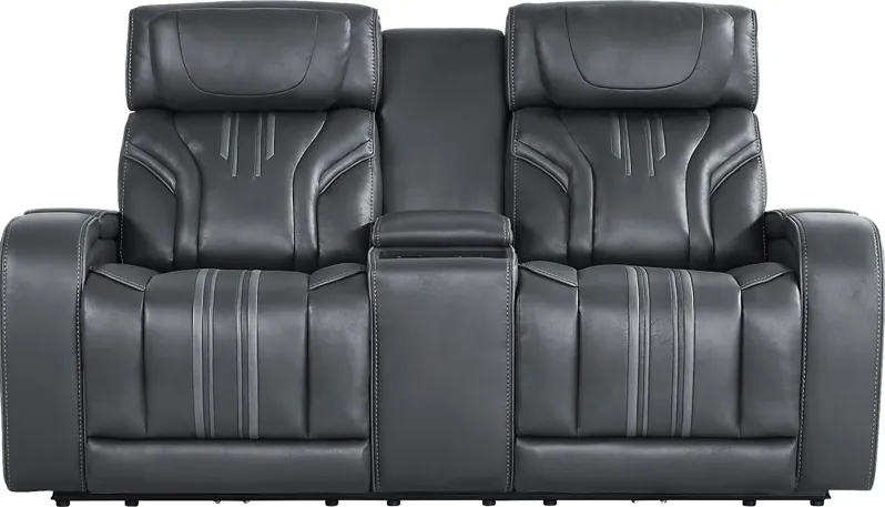 Southlake Navy Triple Power Reclining Console Loveseat