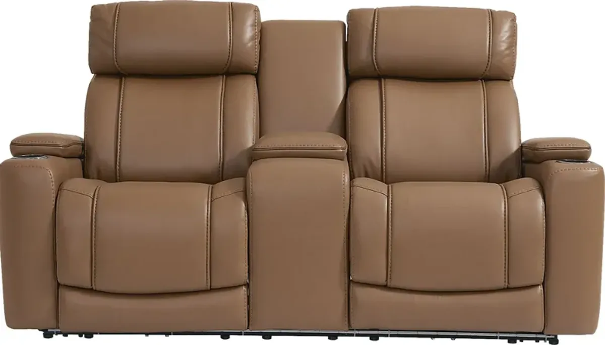 Haven Point Saddle Dual Power Reclining Console Loveseat