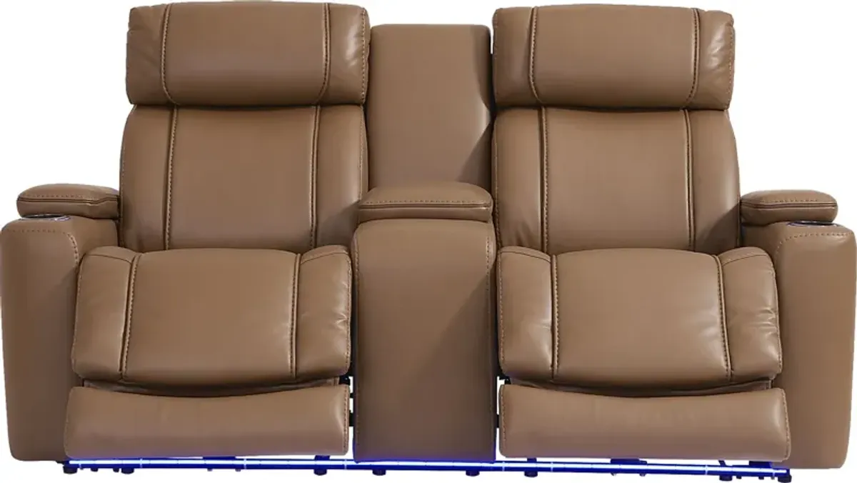 Haven Point Saddle Dual Power Reclining Console Loveseat