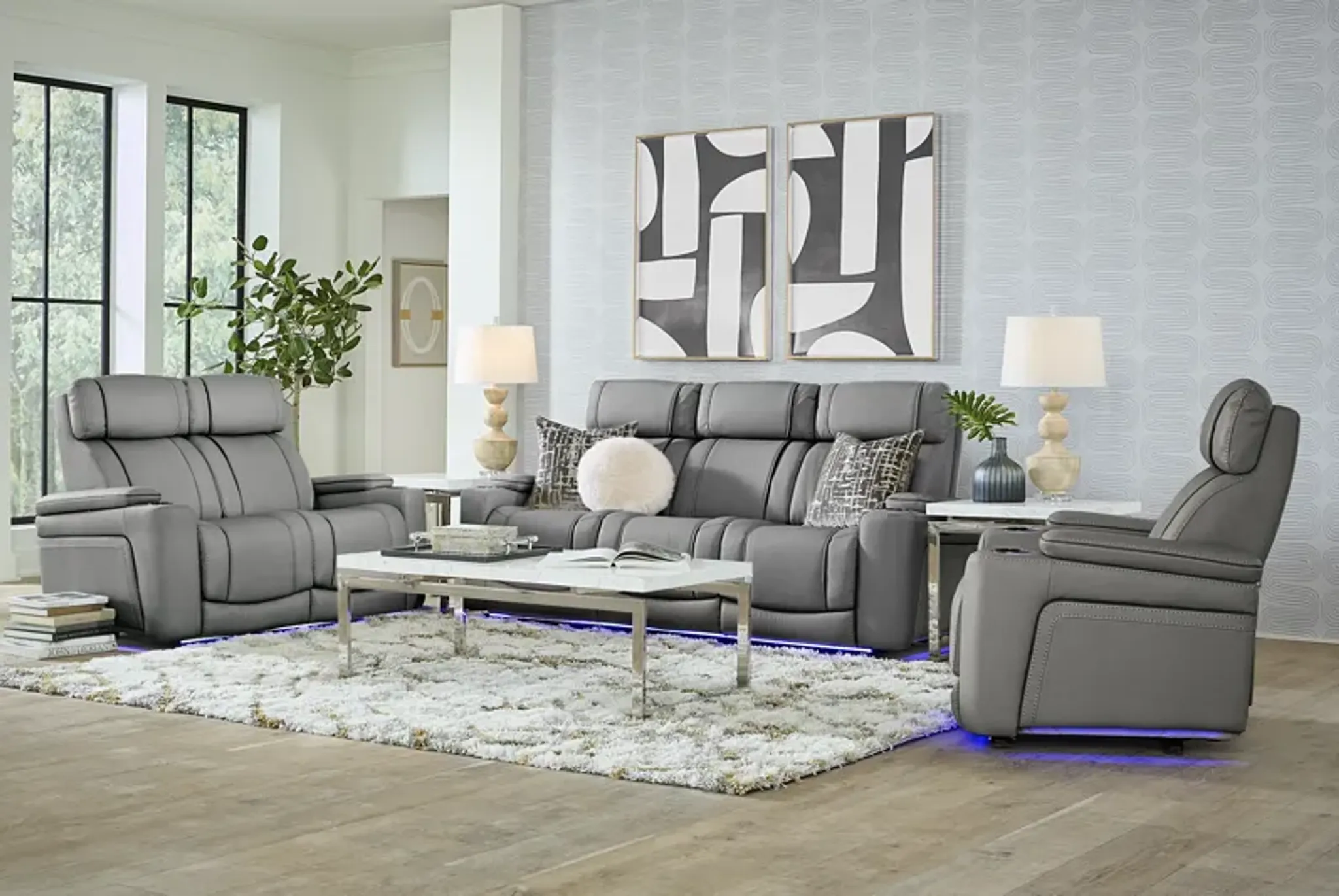 Haven Point Charcoal 5 Pc Living Room with Dual Power Reclining Sofa ...