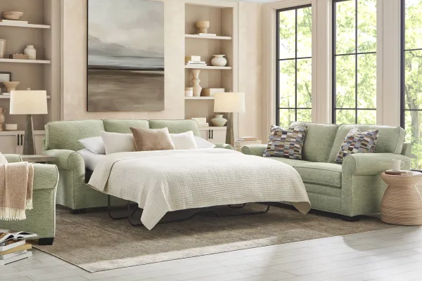 Bellingham Moss 7 Pc Living Room with Gel Foam Sleeper Sofa