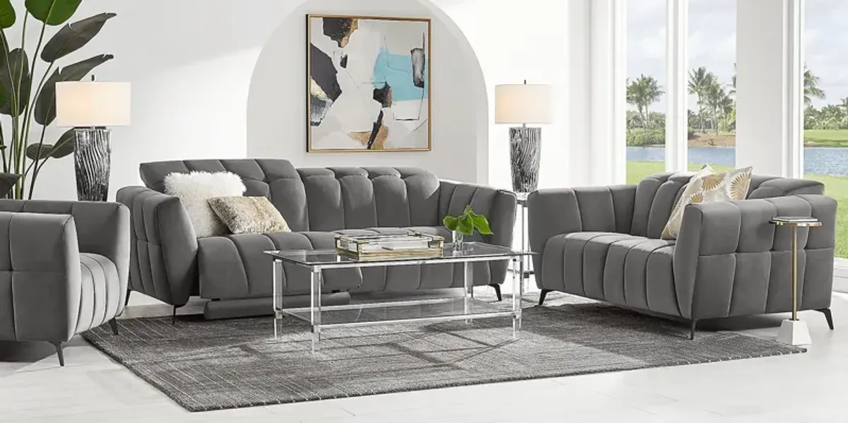 Belden Place Gray Dual Power Reclining Loveseat