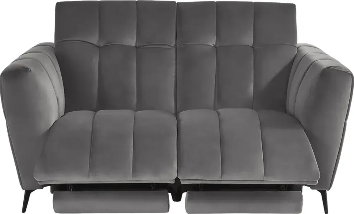 Belden Place Gray Dual Power Reclining Loveseat