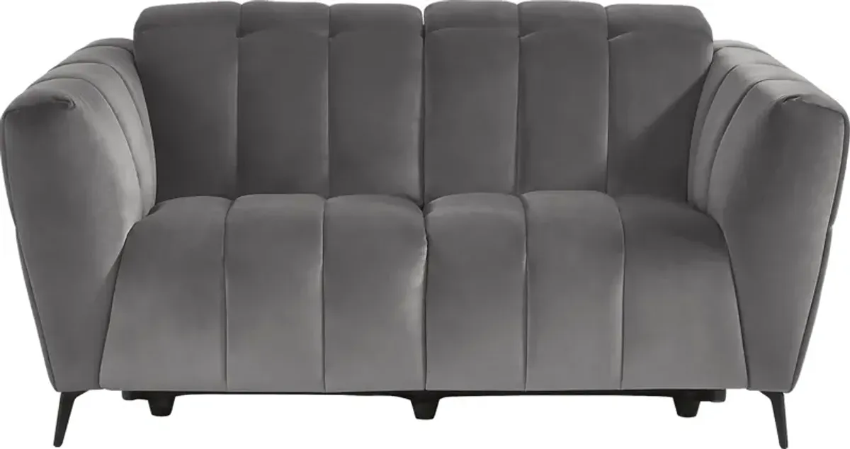 Belden Place Gray Dual Power Reclining Loveseat