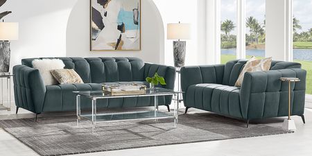 Belden Place Teal 7 Pc Dual Power Reclining Living Room