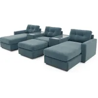 ModularOne Teal 6 Pc Sectional with Media Consoles
