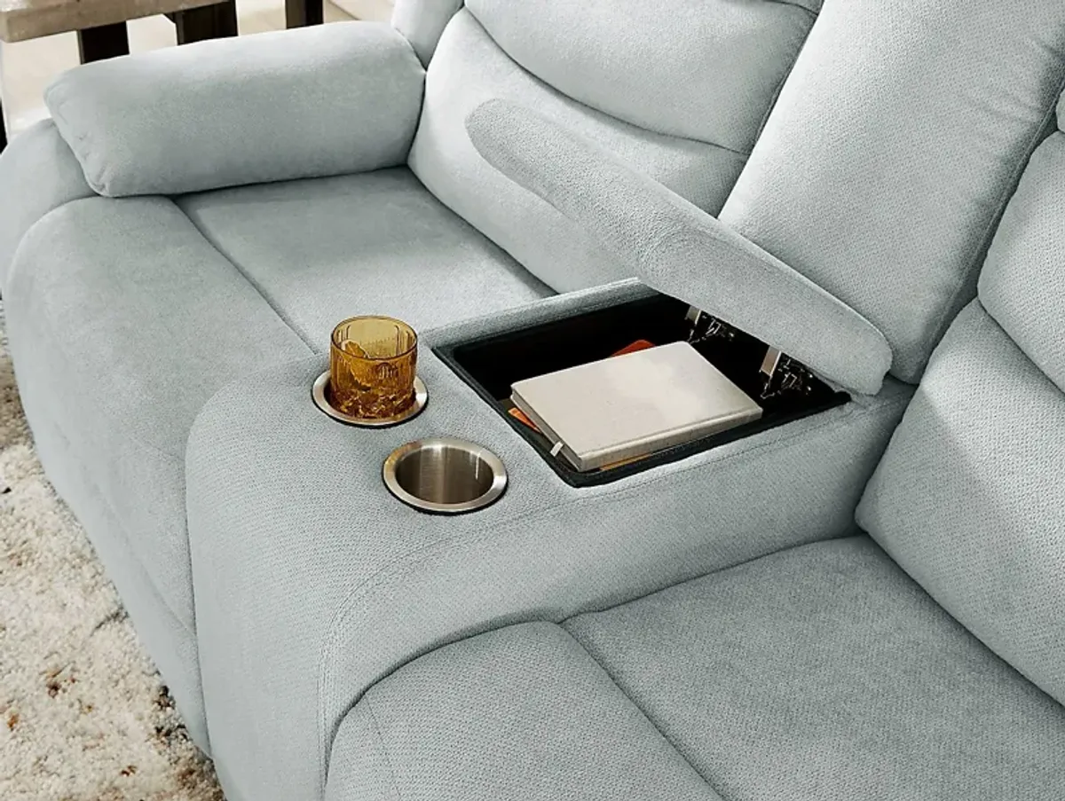 Swansea Mint Power Reclining Console Loveseat