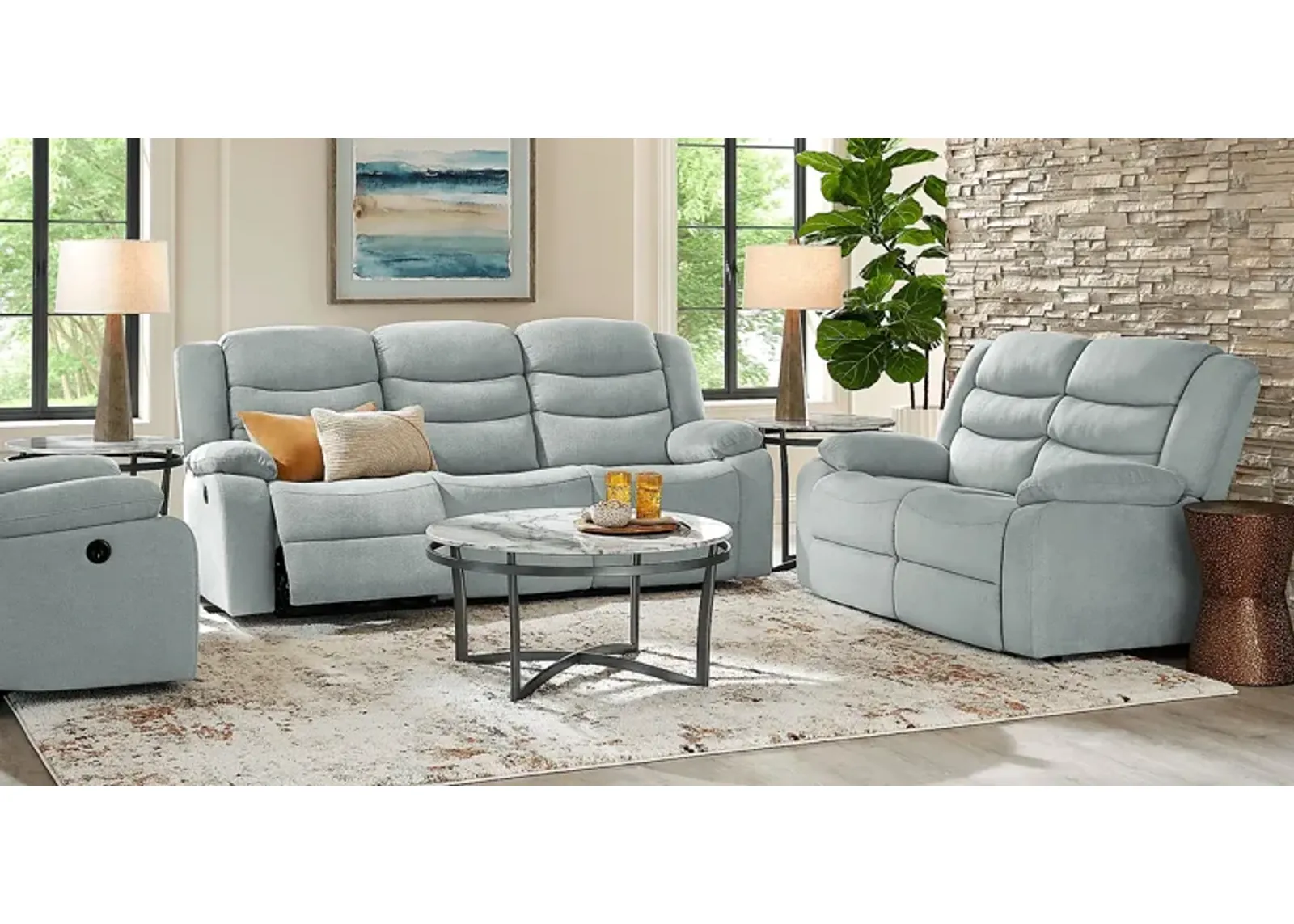 Swansea Mint 8 Pc Living Room with Reclining Sofa