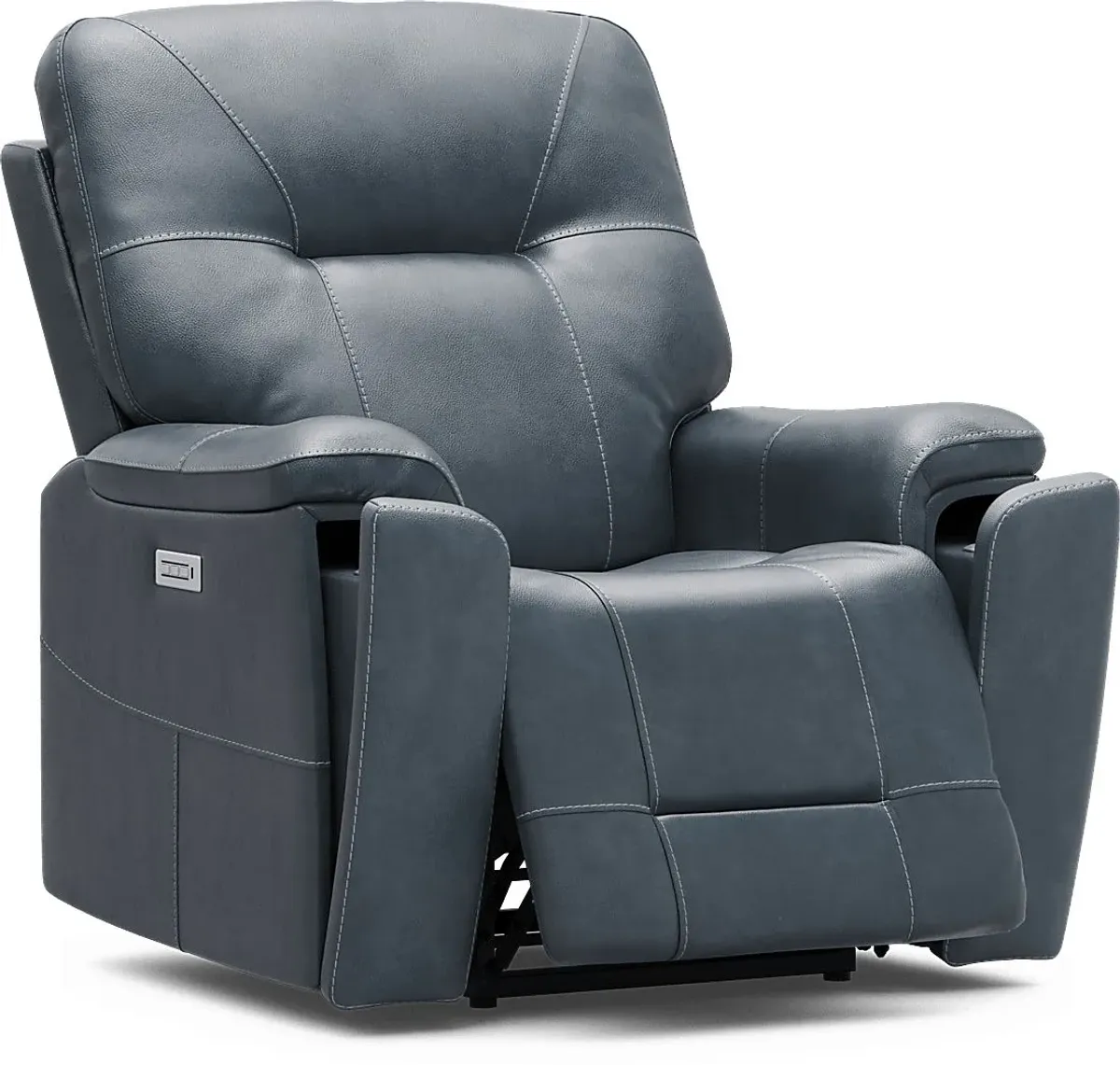 Matthews Cove Blue Leather 8 Pc Triple Power Reclining Living Room