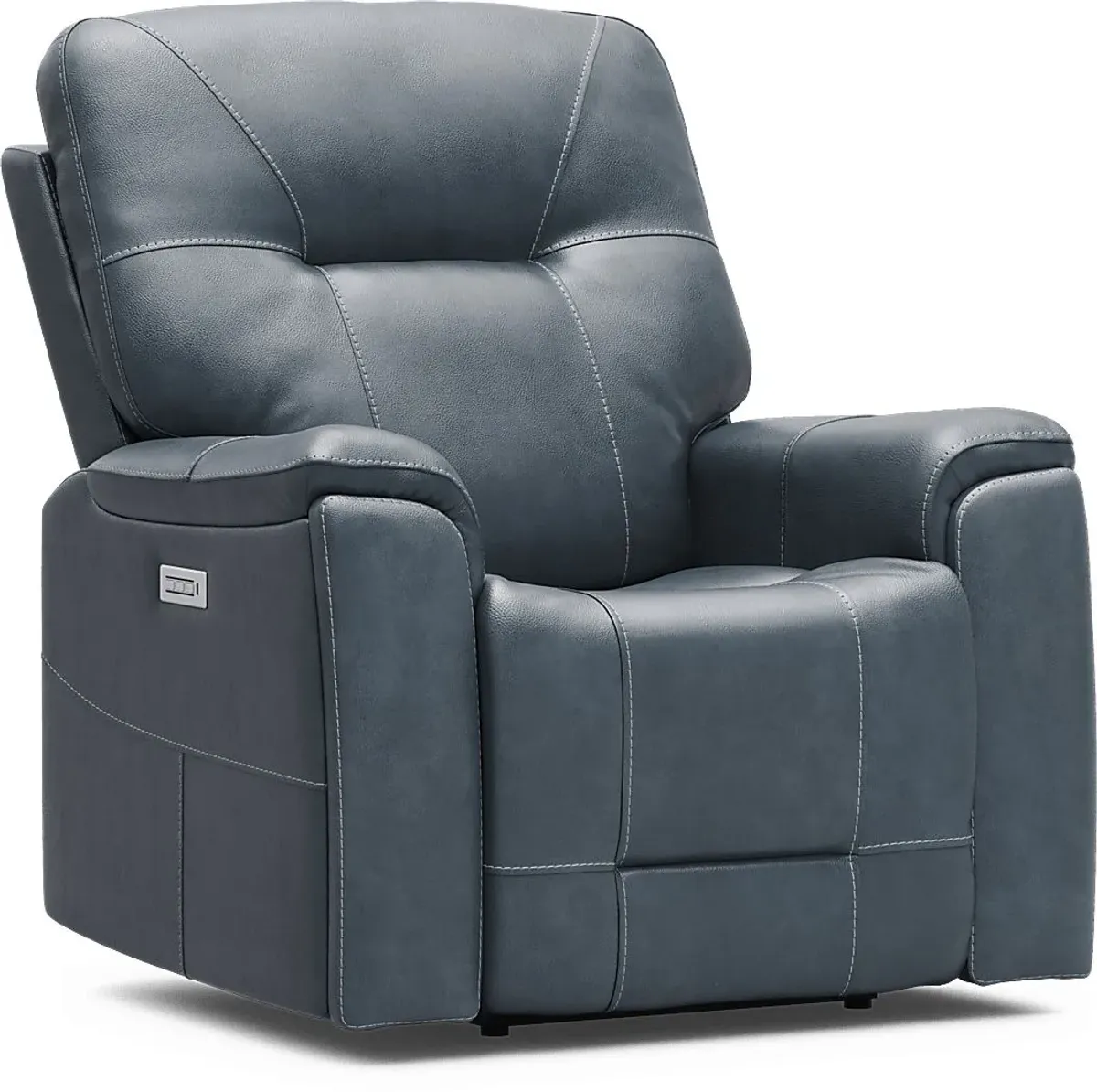 Matthews Cove Blue Leather 8 Pc Triple Power Reclining Living Room
