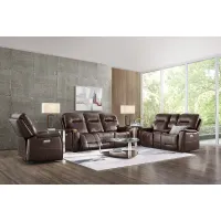 Matthews Cove Brown Leather 8 Pc Triple Power Reclining Living Room