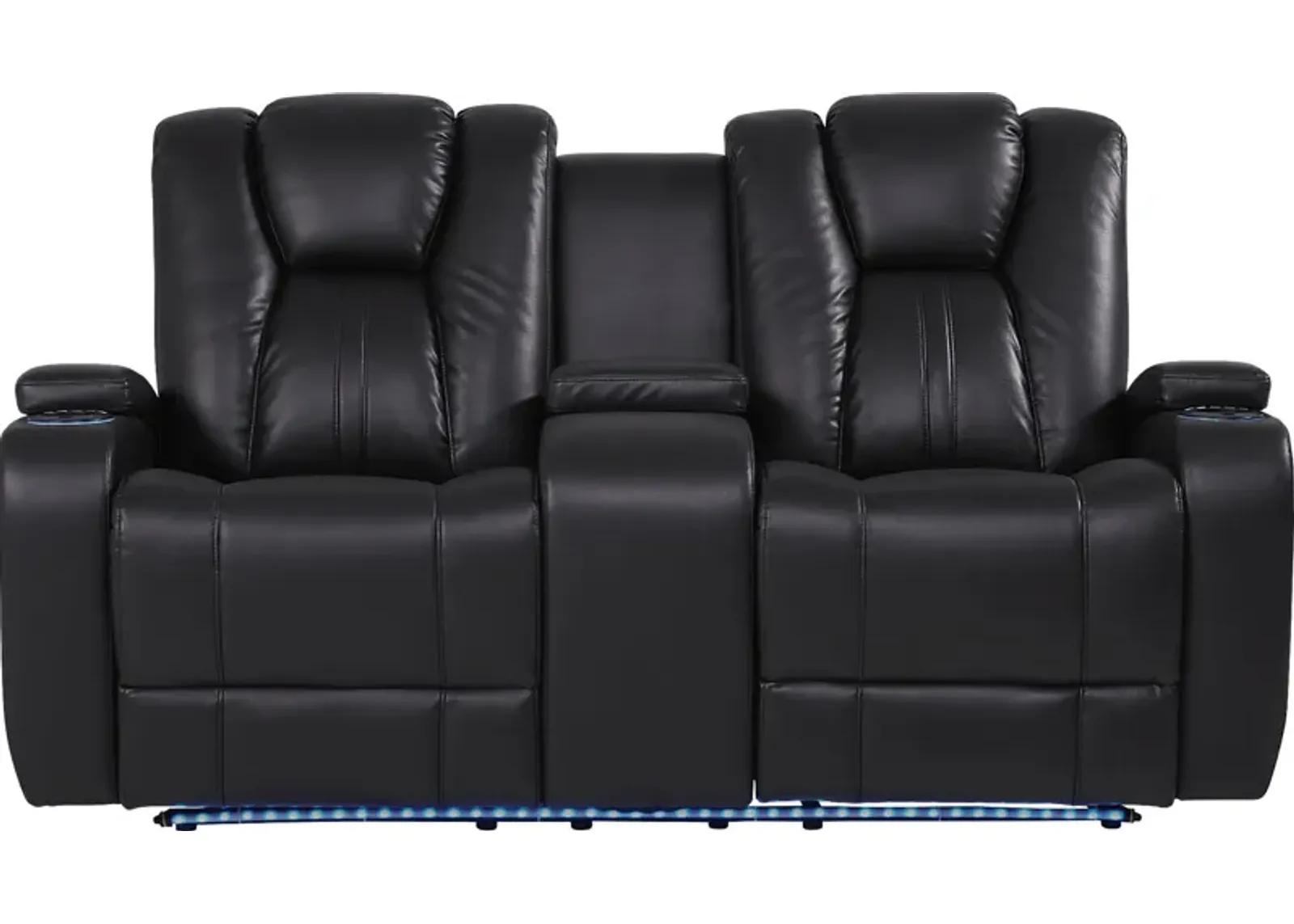 Kingvale Court Black Dual Power Reclining Console Loveseat