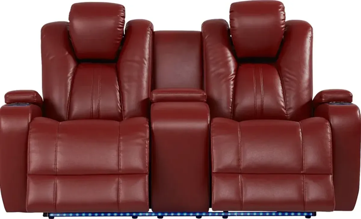 Kingvale Court Red Dual Power Reclining Console Loveseat