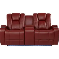 Kingvale Court Red Dual Power Reclining Console Loveseat