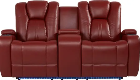 Kingvale Court Red Dual Power Reclining Console Loveseat