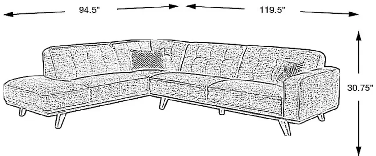 Stamford Bridge Denim 2 Pc Sectional