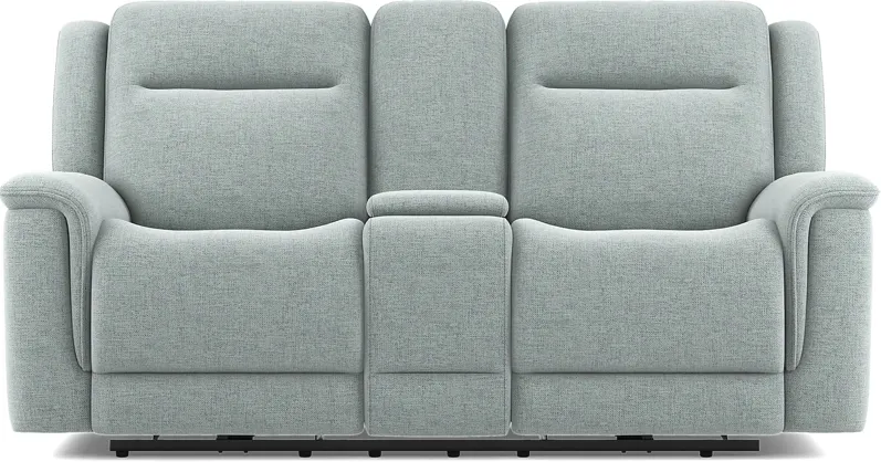 Meadow Park Seafoam Dual Power Reclining Console Loveseat