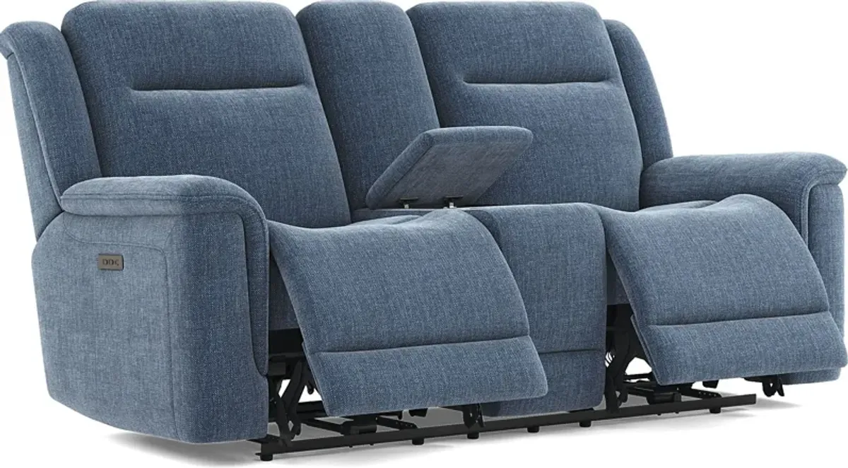 Meadow Park Cobalt Dual Power Reclining Console Loveseat