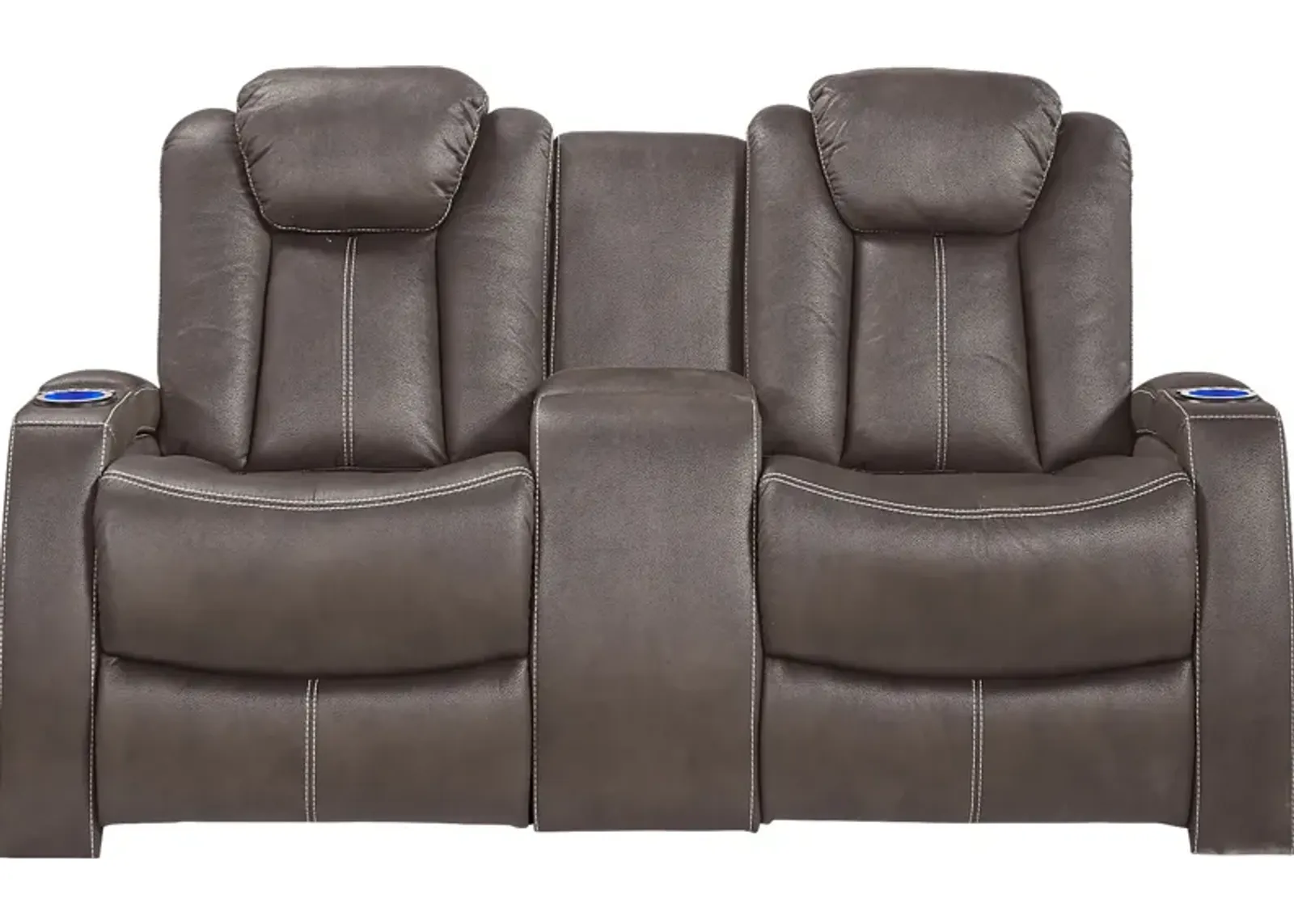 Crestline Brown Dual Power Reclining Console Loveseat