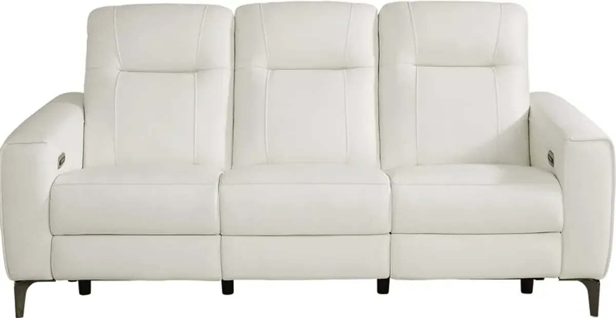 Parkside Heights White Leather 5 Pc Living Room w/Dual Power Reclining Sofa