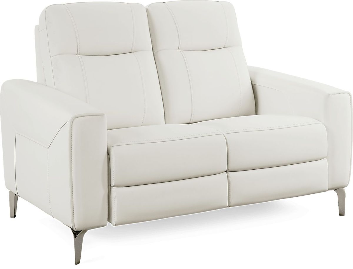 Parkside Heights White Leather 5 Pc Living Room w/Dual Power Reclining Sofa