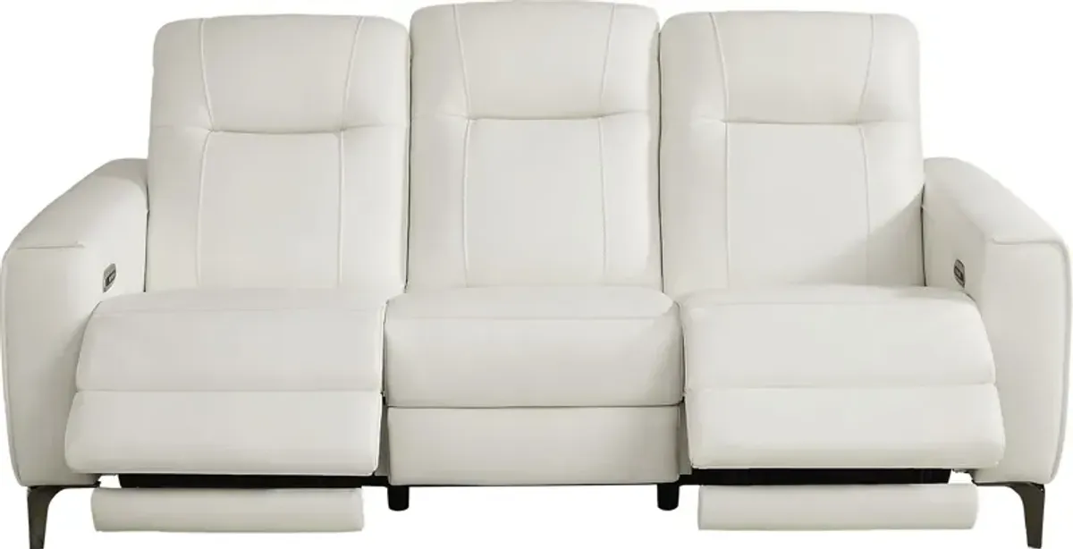 Parkside Heights White Leather 5 Pc Living Room w/Dual Power Reclining Sofa