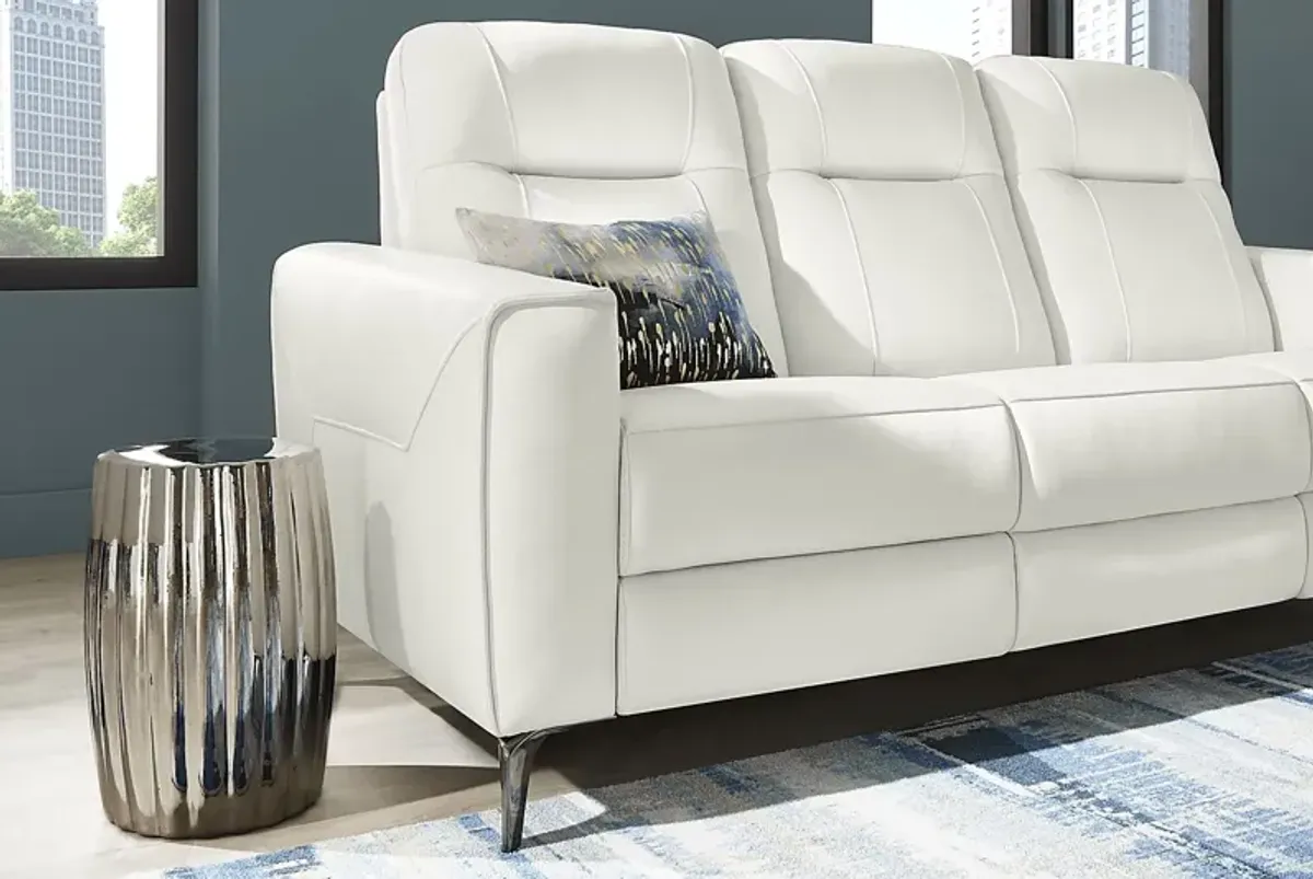 Parkside Heights White Leather 5 Pc Living Room w/Dual Power Reclining Sofa