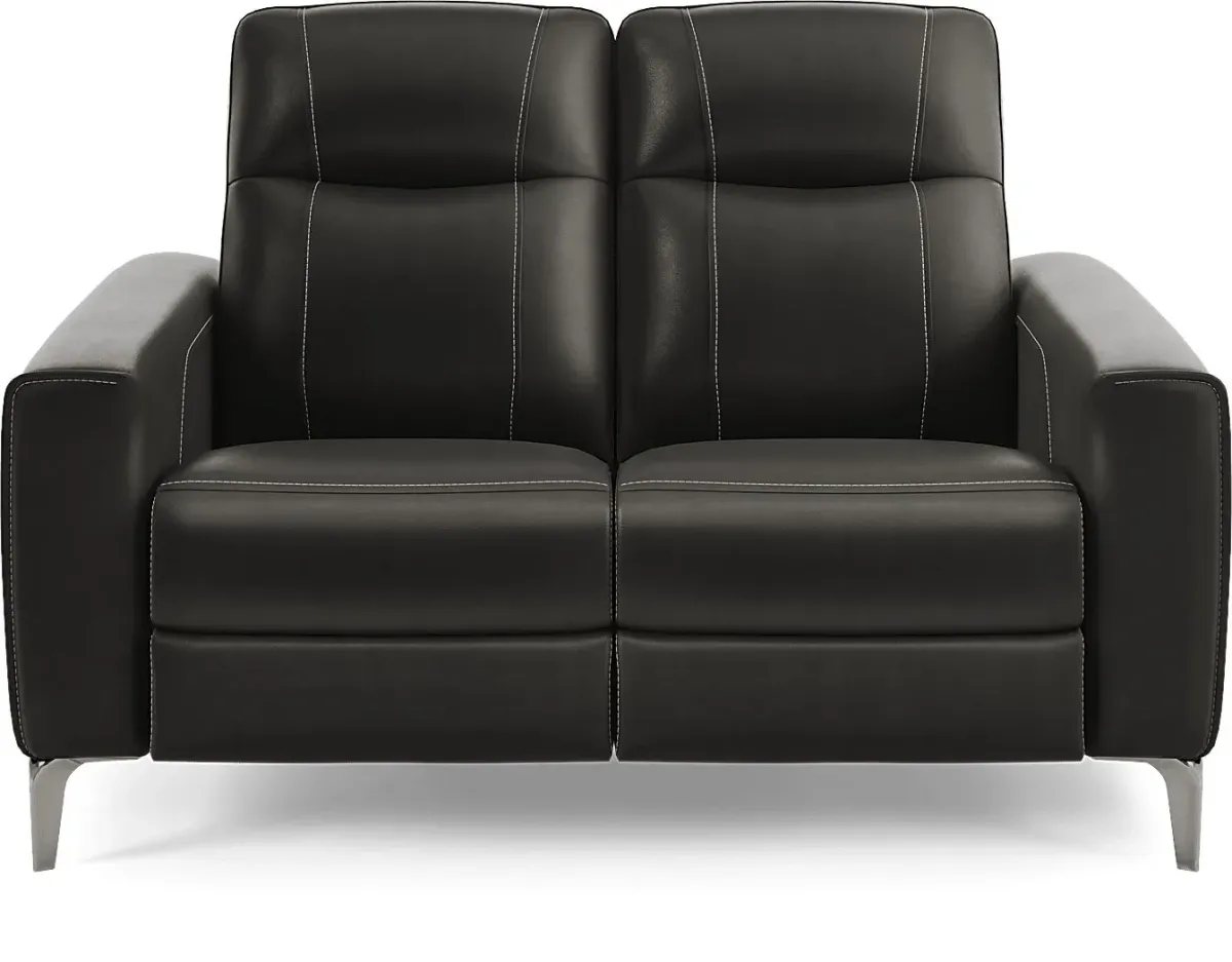 Parkside Heights Black Cherry Leather 5 Pc Living Room w/Dual Power Reclining Sofa
