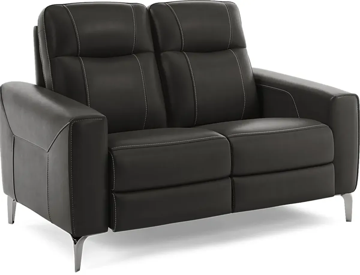 Parkside Heights Black Cherry Leather 5 Pc Living Room w/Dual Power Reclining Sofa