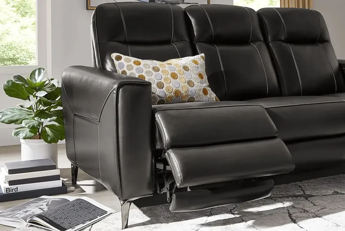 Parkside Heights Black Cherry Leather 5 Pc Living Room w/Dual Power Reclining Sofa