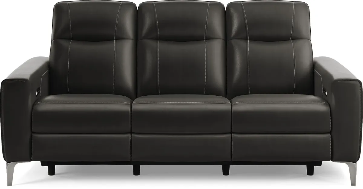 Parkside Heights Black Cherry Leather 5 Pc Living Room w/Dual Power Reclining Sofa