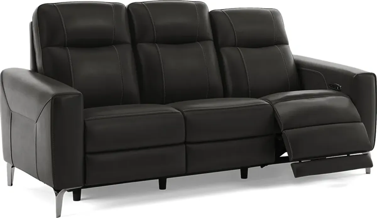 Parkside Heights Black Cherry Leather 5 Pc Living Room w/Dual Power Reclining Sofa