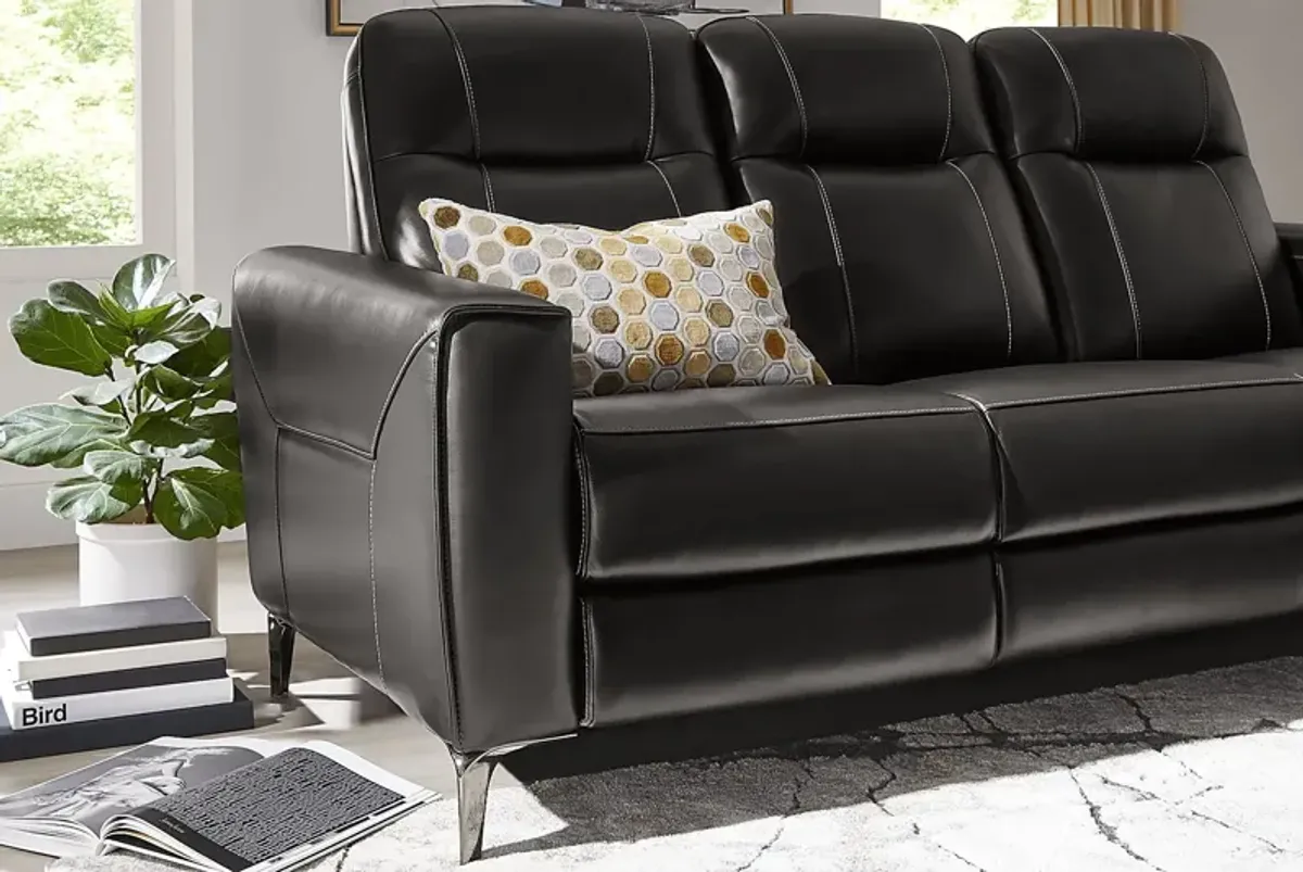 Parkside Heights Black Cherry Leather 5 Pc Living Room w/Dual Power Reclining Sofa