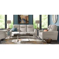 Parkside Heights Gray Leather 5 Pc Living Room with Dual Power Reclining Sofa