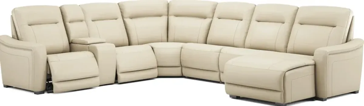 Newport Almond Leather 10 Pc Dual Power Reclining Sectional Living Room