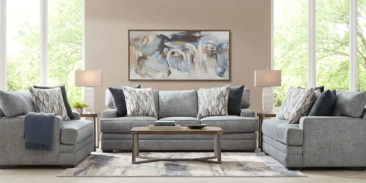 Morgan Falls Blue 8 Pc Living Room