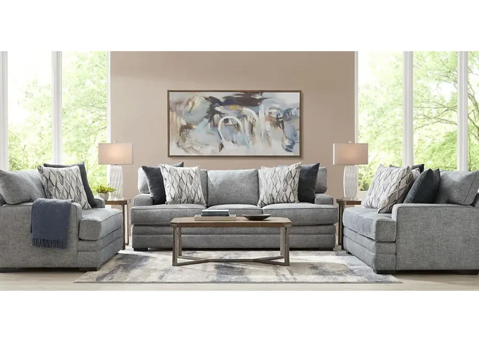 Morgan Falls Blue 8 Pc Living Room