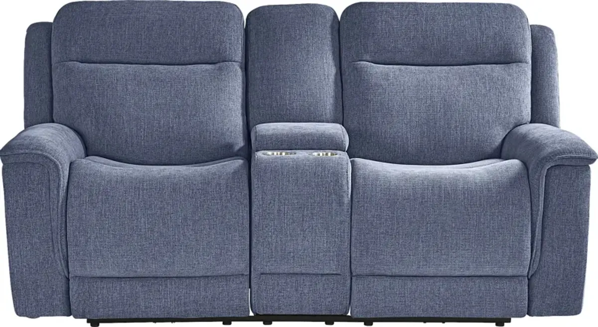 Kamden Place Cobalt Dual Power Reclining Loveseat