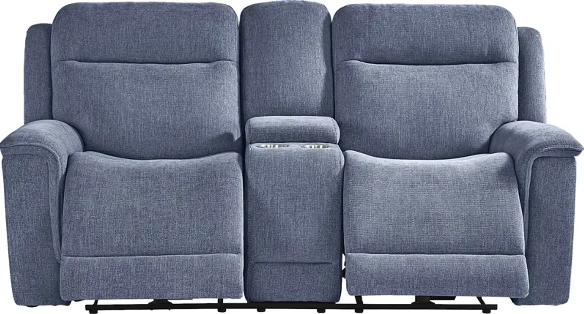 Kamden Place Cobalt Dual Power Reclining Loveseat