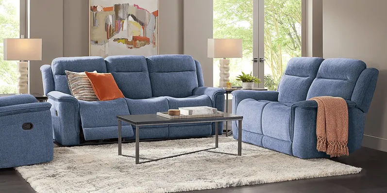 Kamden Place Cobalt 7 Pc Living Room with Reclining Sofa