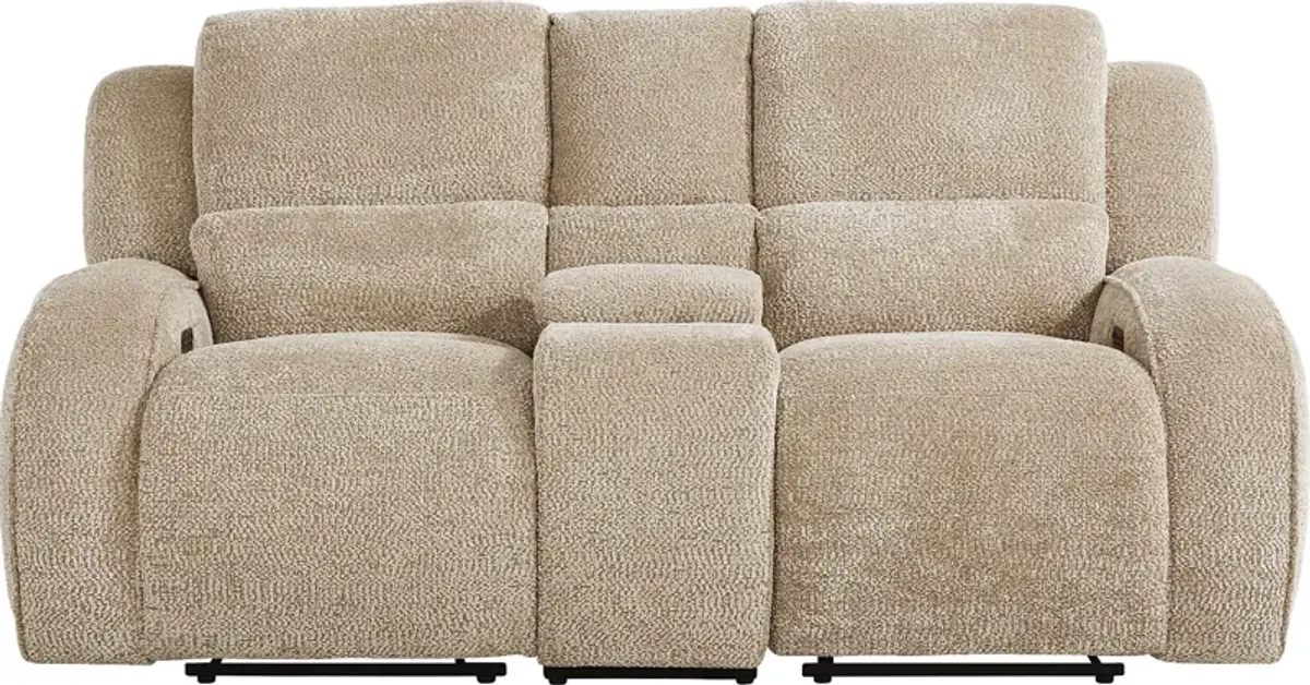 Crestwood Tan Dual Power Reclining Loveseat
