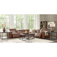 Bennett Valley Brown 6 Pc Leather Dual Power Reclining Sectional