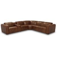 Bennett Valley Brown 6 Pc Leather Dual Power Reclining Sectional