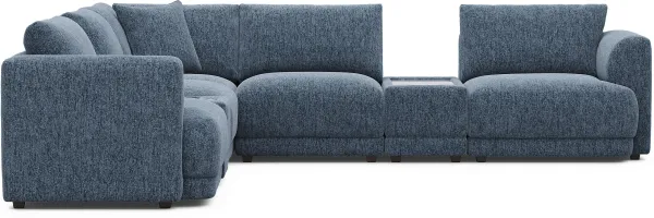 Navy 7 Pc ModularFour with Media Consoles