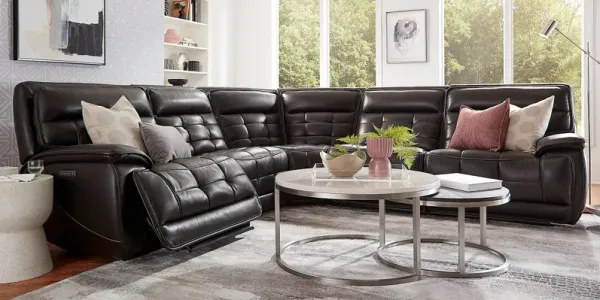 Sound Tech by Shaq Black Leather 8 Pc Triple Power Reclining