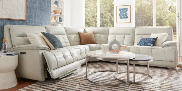 Pacific Heights Light Gray Leather 8 Pc Dual Power Reclining Sectional Living Room