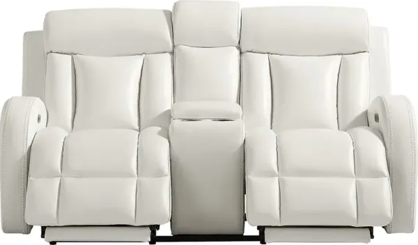 Copperfield White Dual Power Reclining Console Loveseat