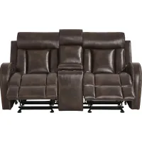 Copperfield Brown Dual Power Reclining Console Loveseat
