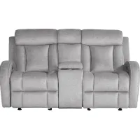Copperfield Gray Dual Power Reclining Console Loveseat