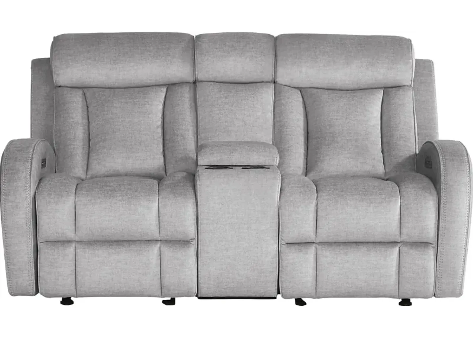 Copperfield Gray Dual Power Reclining Console Loveseat